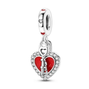 Heart Lock Key Silver charm