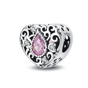 Heart pink drop charm romantic design