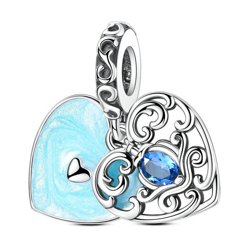 Heart pumpkin carriage sterling silver charm
