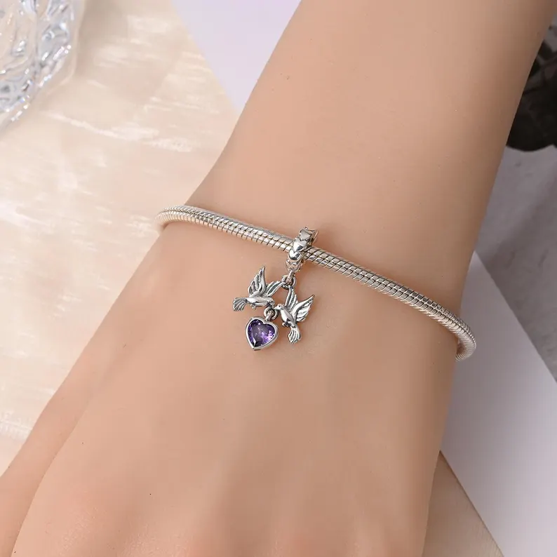 Romantic Bird Heart Charm | S925 Sterling Silver | Pandora Charm Design - Image 3