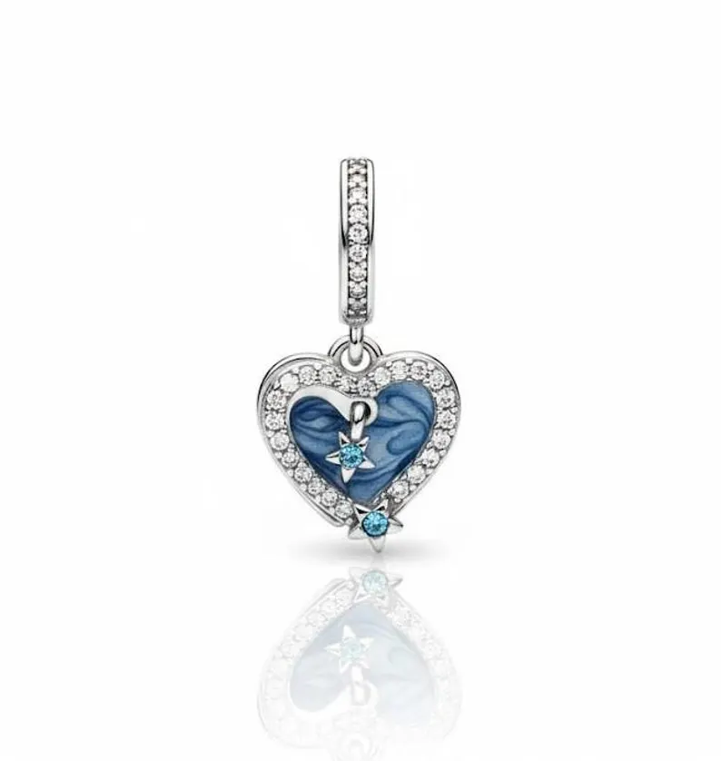 Pandora style celestial heart charm