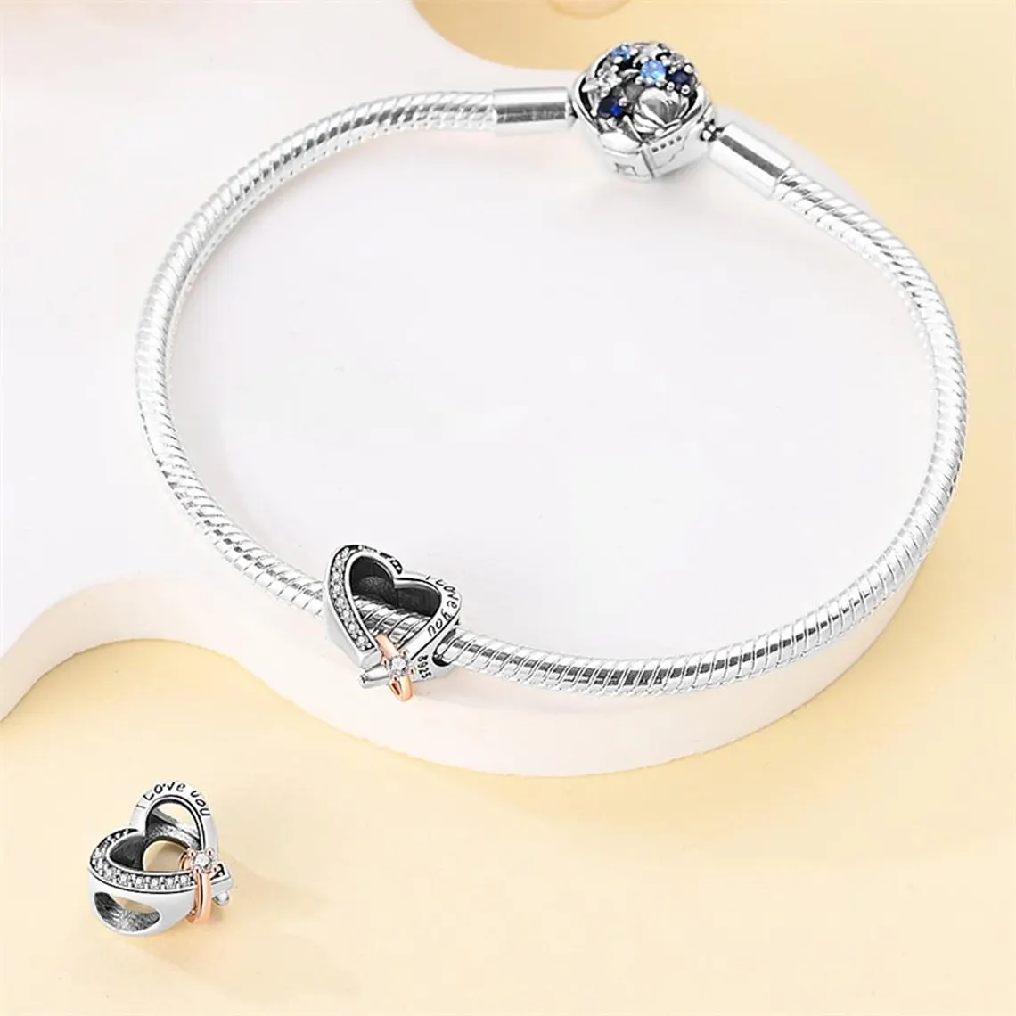 Heart Diamond Ring Bead Charm | S925 Sterling Silver | Pandora Charm Design - Image 2