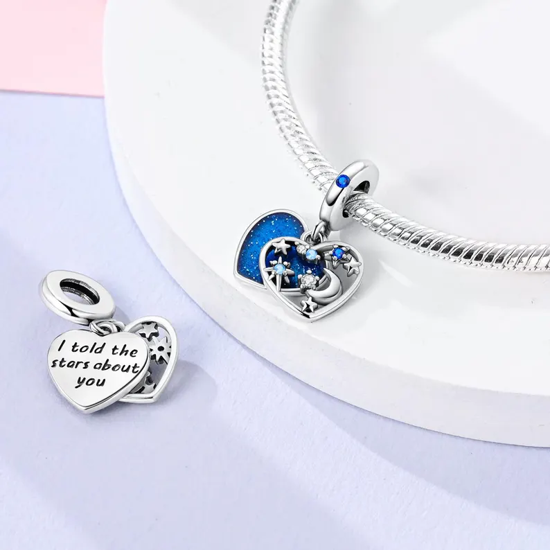 Star Moon Love Language Charm | S925 Sterling Silver | Pandora Charm Design - Image 2
