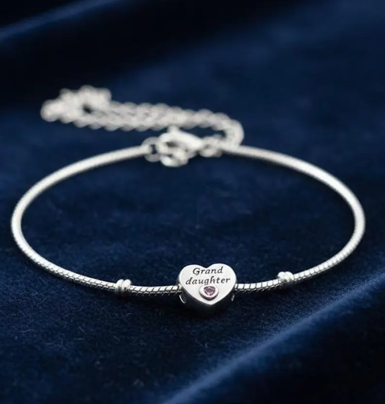 Granddaughter Heart Charm | S925 Sterling Silver | Pandora Charm Design - Image 3