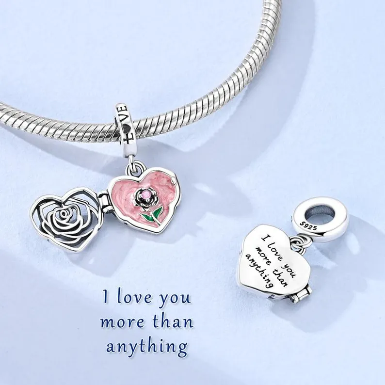 I Love You More Rose Adjustable Charm | S925 Sterling Silver | Pandora Charm Design - Image 3