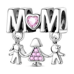 Parent child hand charm sterling silver