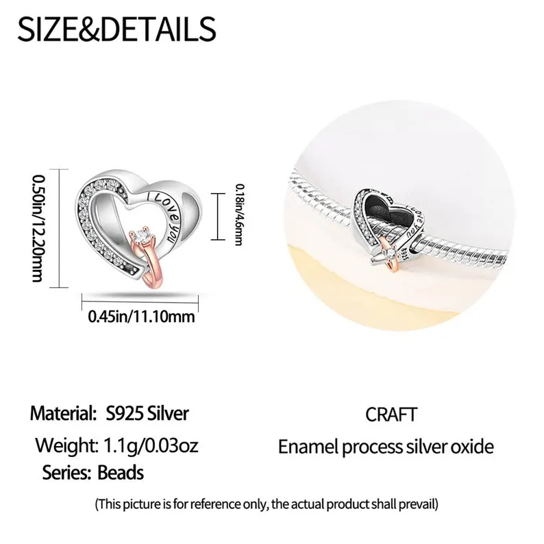 Heart Diamond Ring Bead Charm | S925 Sterling Silver | Pandora Charm Design - Image 3