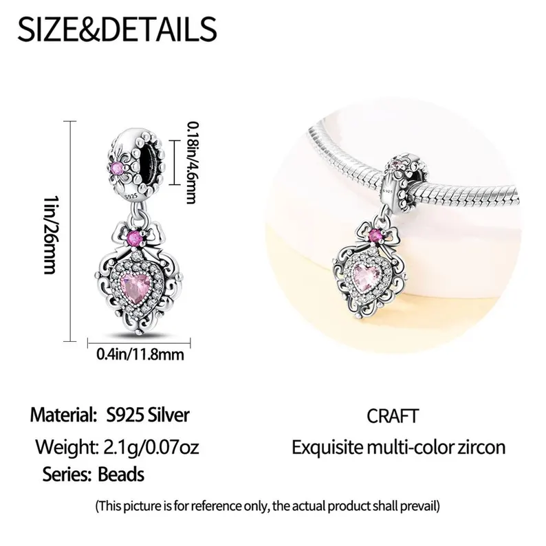 Romantic Classic Series Sweet Heart Charm | S925 Sterling Silver | Pandora Charm Design - Image 3