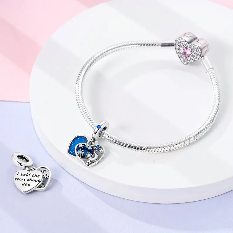 Star Moon Love Language Charm | S925 Sterling Silver | Pandora Charm Design - Image 4