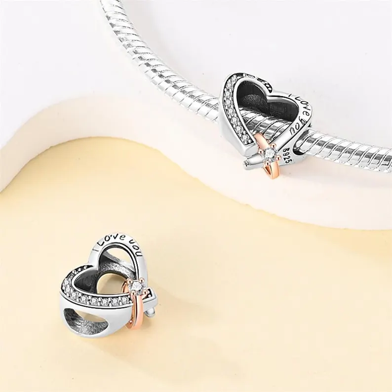 Heart Diamond Ring Bead Charm | S925 Sterling Silver | Pandora Charm Design - Image 4