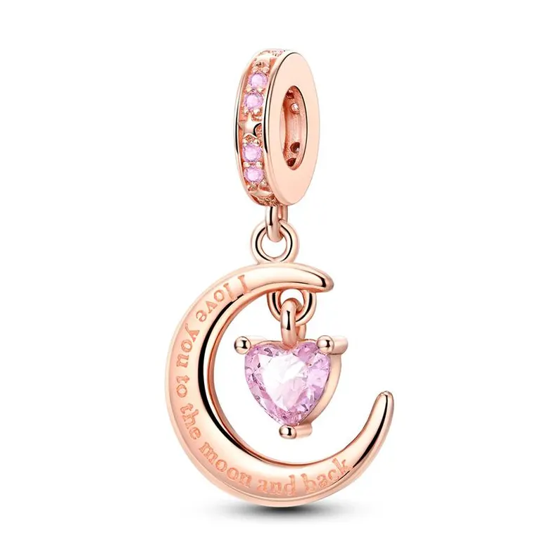 Silver crescent moon vow charm bracelet pendant