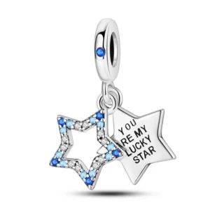 Silver lucky star pendant love bracelet charm