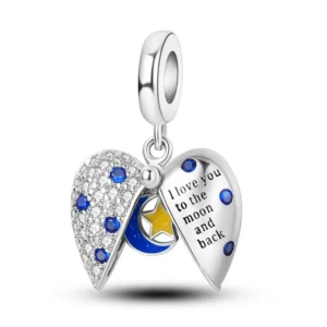 Silver openable heart locket charm bracelet pendant