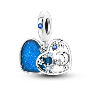 Silver star moon love language bracelet charm
