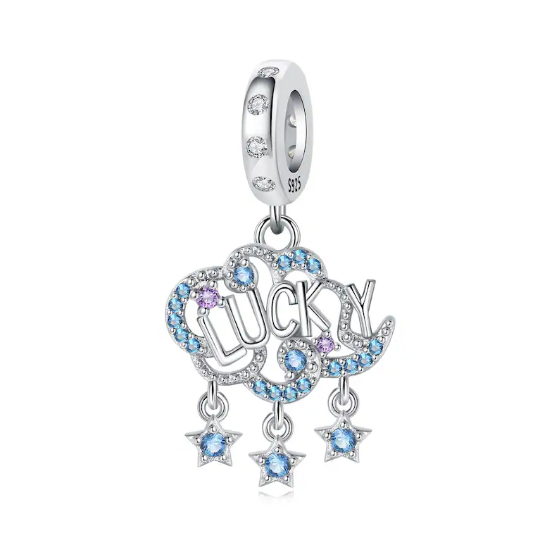 Colorful lucky cloud pendant charm silver