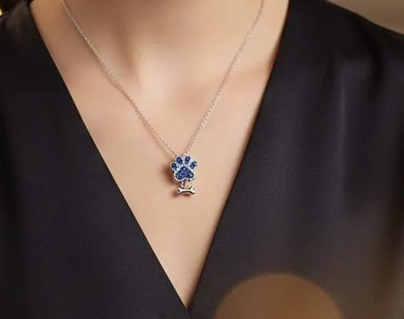 Blue Paw Print & Dog Bone Charm | S925 Sterling Silver | Pandora Charm Design - Image 2