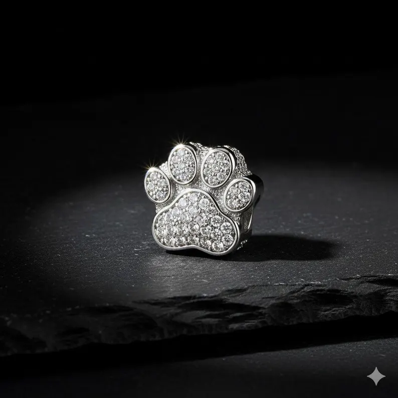 Dog Sparkling Paw Print Charm | S925 Sterling Silver | Pandora Charm Design - Image 2