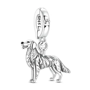 Golden retriever clip charm sterling silver