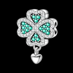Lucky four leaf clover beads charm