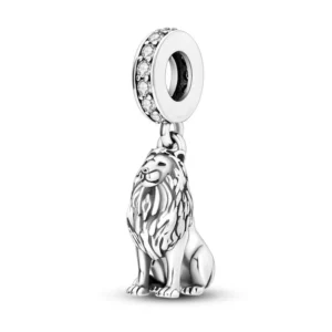 Majestic lion charm sterling silver bead