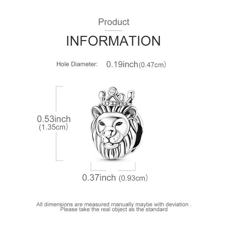Crown Lion Charm | S925 Sterling Silver | Pandora Charm Design - Image 3