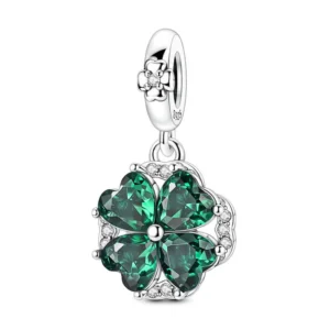 Spinning clover decoration charm silver design
